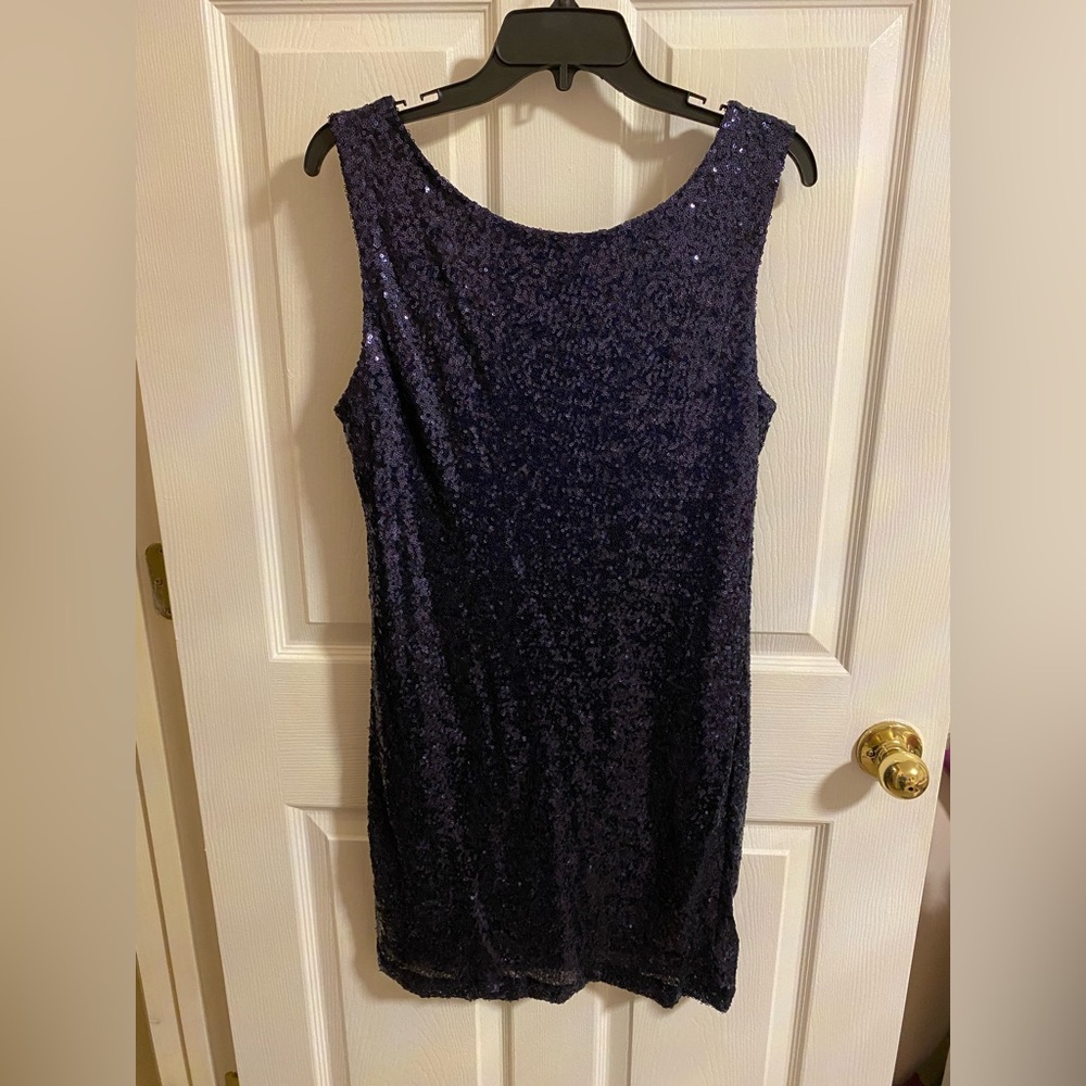 Elegant Navy Sequin Dress